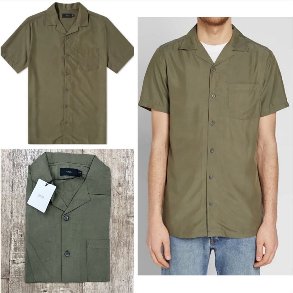 NWT ONIA Men's SolidVacation Shirt In DeepSage